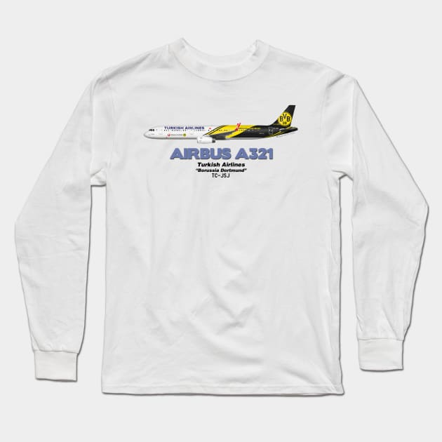 Airbus A321 - Turkish Airlines "Borussia Dortmund" Long Sleeve T-Shirt by TheArtofFlying